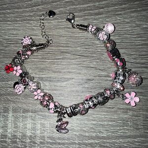 Plus size Charm Bracelet in Pink and Silver